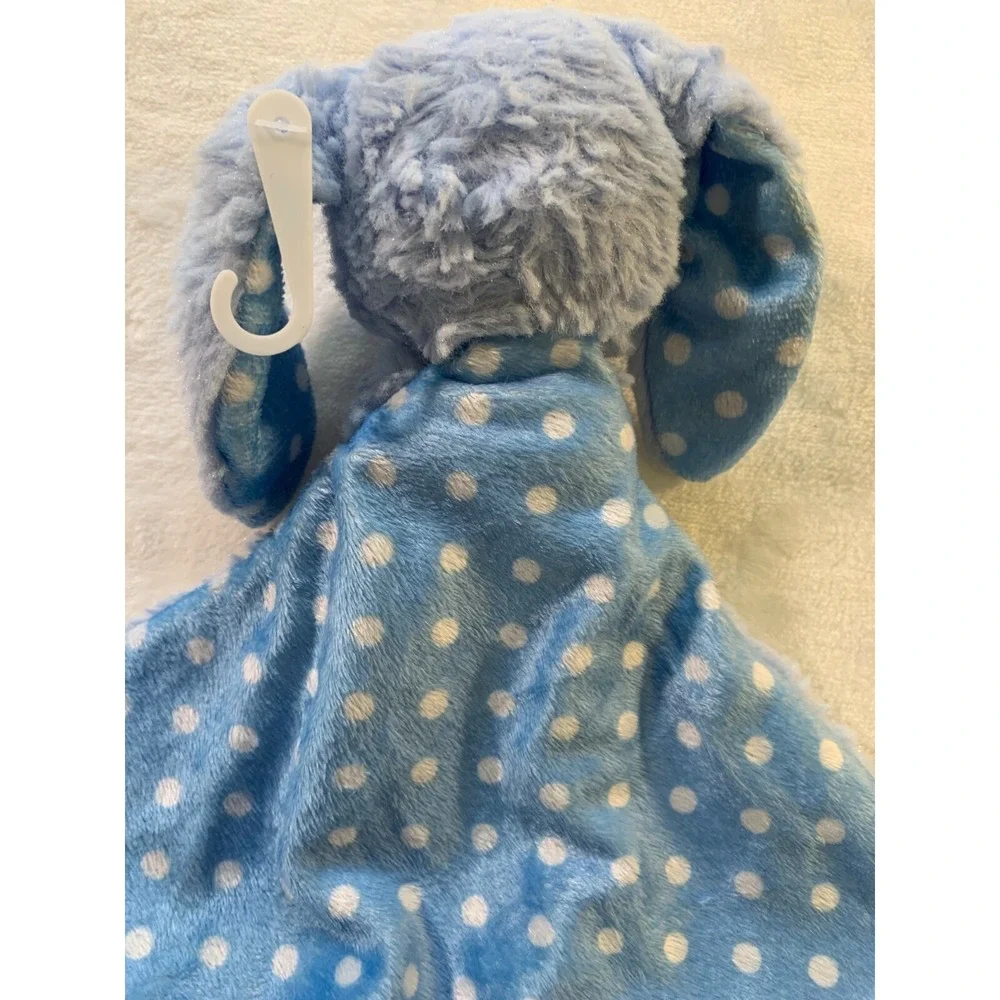 KellyToy Baby Blue Bunny Rabbit Security Blanket‎ Lovey Polka Dots knotted EUC